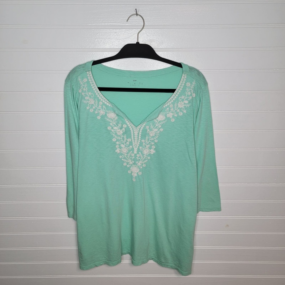 Talbots Plus Size 3XP Petite Top Embroidered Nautical Preppy Modern Classy Tunic
